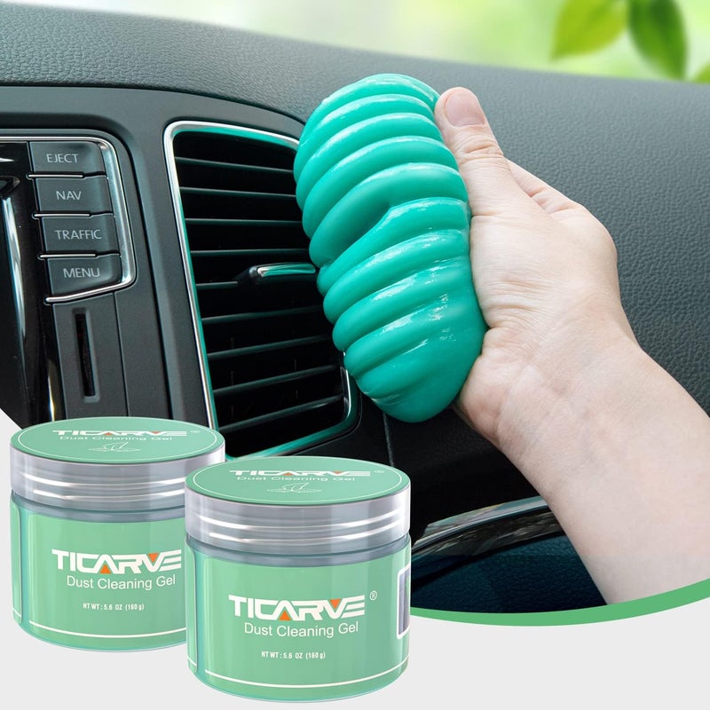 TICARVE 2Pack Cleaning Gel for Car Detailing Vent Cleaner Cleaning Putty Gel Auto Detail Tools Car Interior Cleaner Cleaning Mud for Cars and Keyboard Cleaner Cleaning Slime Green (320g/11.2oz) - Image 1